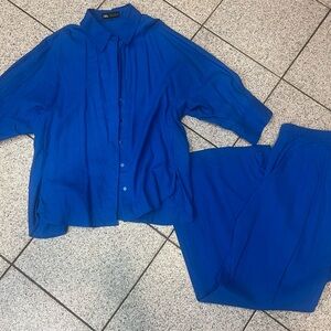 Zara Vibrant Blue Pantsuit Set
